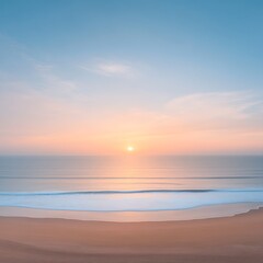 Obraz premium Serene Sunset Over Coastal Beach.