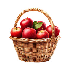 Red Apples in Wicker Basket Autumn Harvest