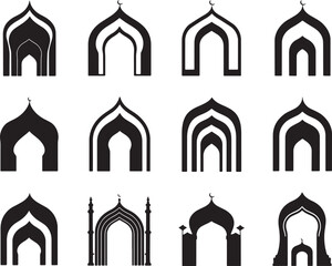 taj mahal vector illustration set