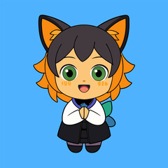 A smiling cartoon child vector illustration exudes cute, funny, and little angel-like happiness