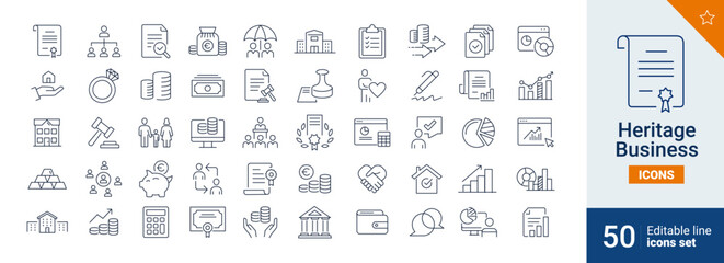 Heritage icons Pixel perfect. Real estate, house, family, ...	
