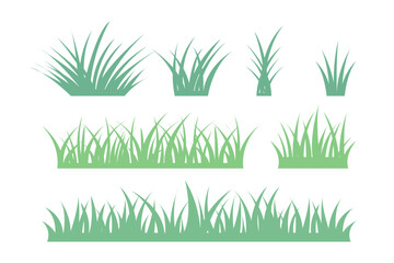 Set of green grass tufts and patches isolated on white background, perfect for adding a natural touch to any project. Vector illustration.