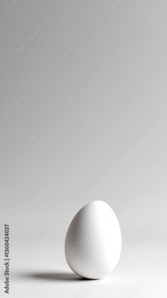 Aufkleber unique white egg standing on its base against a smooth neutral background creating a minimalist arti