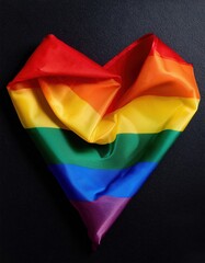 Rainbow flag heart symbol on black background