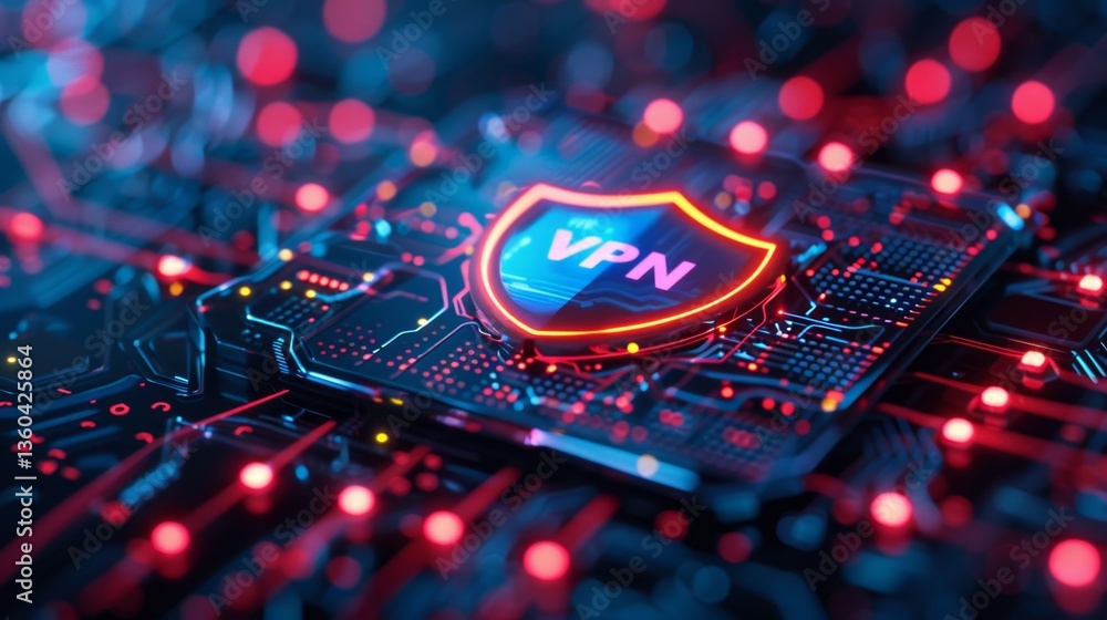 Poster this visual showcases a vivid shield symbolizing online security, prominently displaying vpn element