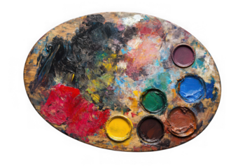 watercolor paints and brushes