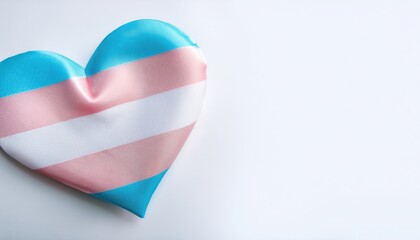 Obraz premium Heart-shaped pillow with transgender pride flag colors on clean background