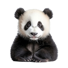 Fototapeta premium cute panda bear looking at camera, isolate on transparent background