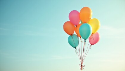 Fototapeta premium Colorful balloons floating against a clear blue sky 