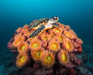 Sea Turtle Coral Reef Underwater Paradise.