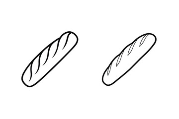 Simple Line Drawings of Two French Baguettes, Bakery Icon
