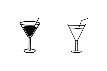 Cocktail Icons Martini Glasses, Drinks, Beverages, Straws, Alcohol