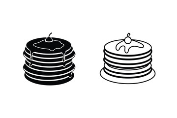 Pancake Stack Icons Filled, Outline, Breakfast, Dessert, Sweet