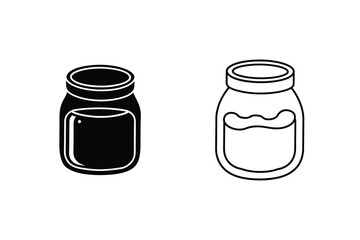 Honey Jar Icons Filled, Outline, Sweet, Food, Jar, Container, Design, Graphic, Element, Illustration