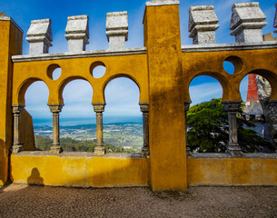 Pena Palace in Sintra, Portugal, boasts vibrant colors and romantic architecture