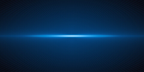 Blue lines perspective on dark background with lighting effect