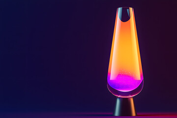 retro lava lamp casting orange and purple light in dark room