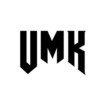 UMK letter logo design for technology company. UMK logo design black and white color combination. UMK logo, UMK vector, UMK design, UMK icon, UMK alphabet. UMK typography logo design.