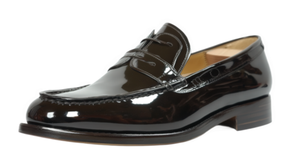 Shiny Black Leather Loafers