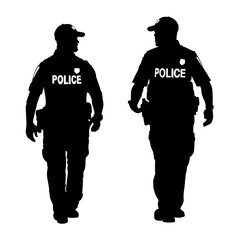 Police walking silhouette vector image