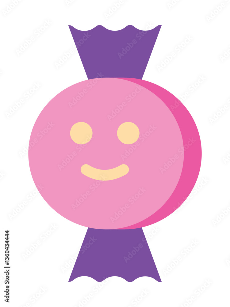 Poster candy icon vector with smile face. candy icon symbol website graphic design. sweets program interfac
