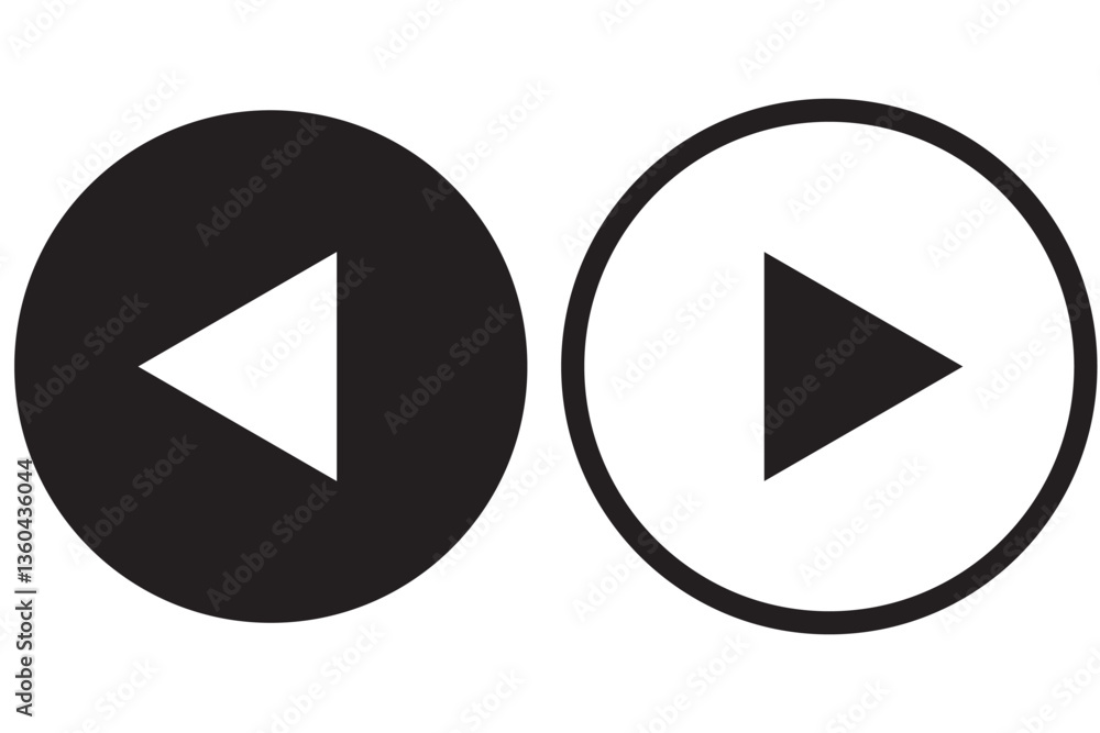 Poster play and pause icon symbol set. simple flat shape button. web and phone application audio or video c