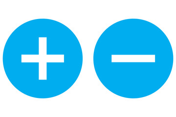 Fototapeta premium Round plus and minus icons set with different thicknesses. Vector.