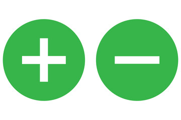 Obraz premium Round plus and minus icons set with different thicknesses. Vector.