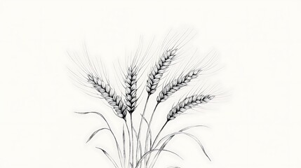 Fototapeta premium Sketch: Wheat Stalks for White Background.