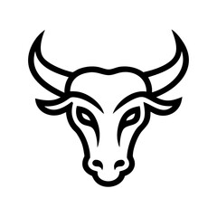 Fototapeta premium Bull Head Outline Strong and Bold with Curved Horns Ideal for Logos and Animal Designs