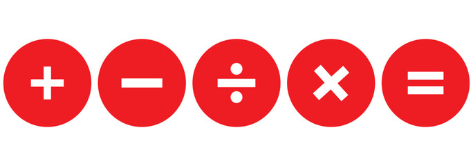 Math icon. Calculator plus minus divide multiply signs collection. Math calculate signs. EPS 10