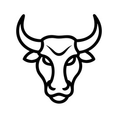 Fototapeta premium Bull Head Outline Strong and Bold with Curved Horns Ideal for Logos and Animal Designs