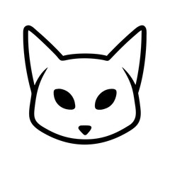 Cat Head Outline Front Facing with Pointy Ears and Almond Shaped Eyes for Pet and Animal Designs