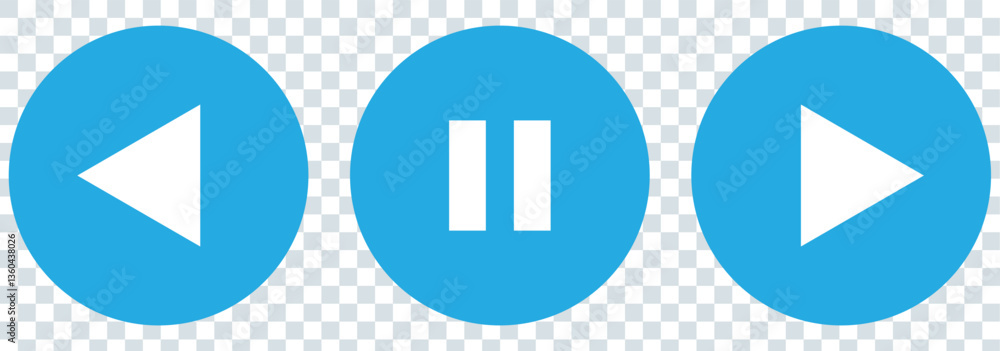 Poster play and pause buttons - vector icon illustration design. video audio player. player button set icon
