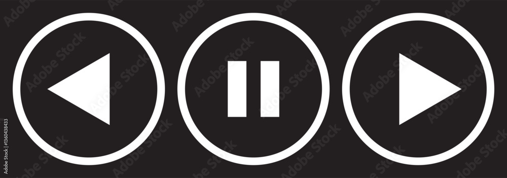 Poster media player icon. music player icon. media player icon png. play and pause buttons sign. play and p