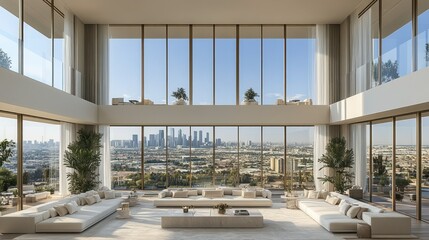 Modern penthouse living room with city views (3)