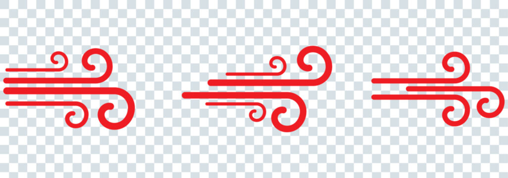 Set wind blow line icon. Blowing wind outline icons. Windy weather symbol, logo - vector