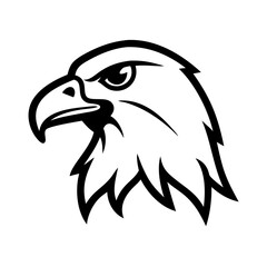 Hawk Head Outline with Sharp Beak and Focused Eyes Ideal for Logos Tattoos and Wildlife Designs