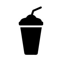 Tasty Milkshake Cup with Straw and Whipped Cream Perfect for Cafe Menu and Dessert Designs