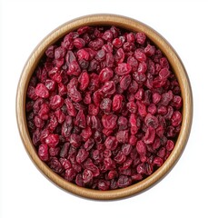 Dried cranberries in a wooden bowl, healthy snack rich in antioxidants, perfect for baking or enjoying raw