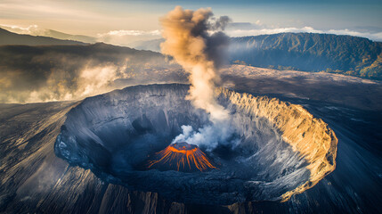 The grandeur of an active volcano, its smoke rising from the crater, serves as a powerful reminder of the earth dynamic and ever-changing forces
