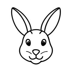 Obraz premium Rabbit Head Outline with Long Ears Slightly Tilted Silhouette Vector Design