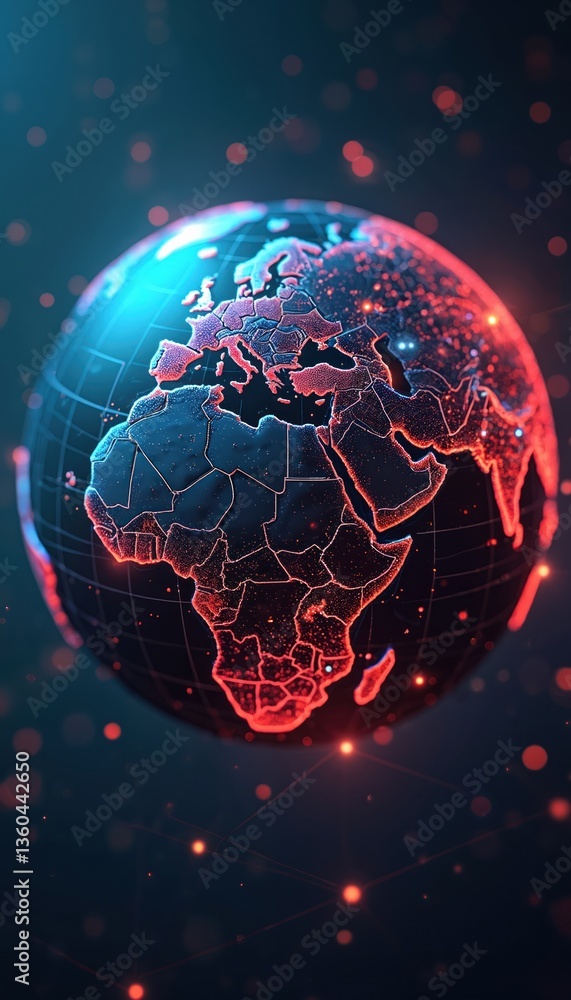Aufkleber glowing globe with worldwide connection lines. futuristic tech concept of global network, internet d