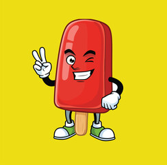 Cheerful Popsicle Cartoon Mascot