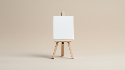 Small canvas easel on beige background