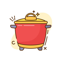 The image shows a cartoon illustration of an electric kettle. The kettle is light purple or gray with a darker purple or brown outline