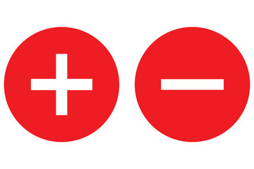 Obraz premium Plus, minus, add and subtract icon set in simple and stroke style in circle with black and white color. Plus and minus or add and subtract flat icons for apps and websites. Plus and minus sign set.