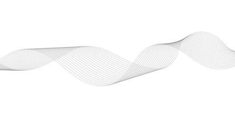 abstract fractal background, Abstract Black smooth wave on a white background. Dynamic sound wave. Design element. Vector illustration.