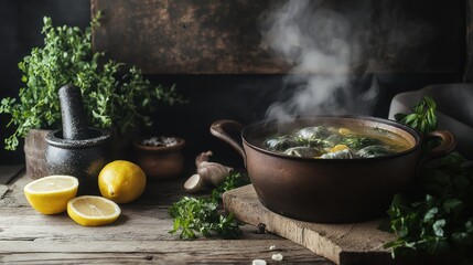 A rustic Middle Eastern kitchen scene