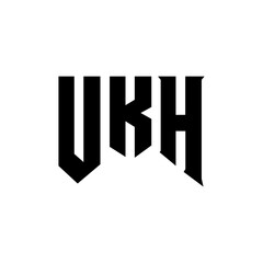 UKH letter logo design for technology company. UKH logo design black and white color combination. UKH logo, UKH vector, UKH design, UKH icon, UKH alphabet. UKH typography logo design.